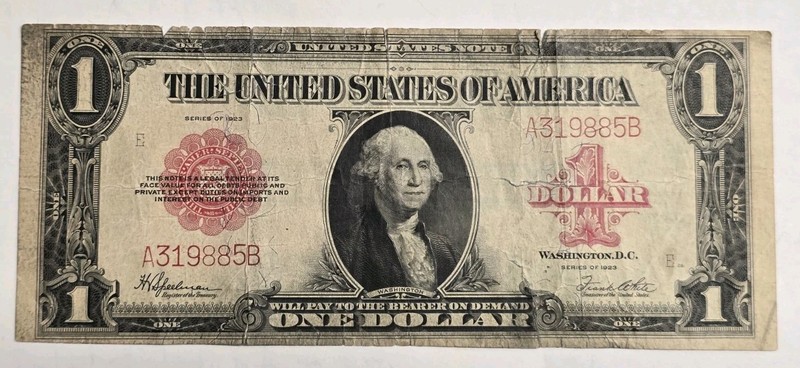 1923 Red Seal Horse Blanket Legal Tender $1 Banknote VG
