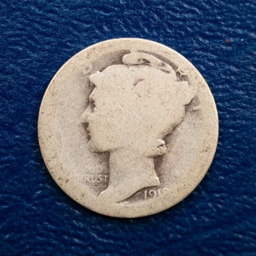 1918 Mercury Silver Dime, AG Condition, Early Merc Ten Cents E19