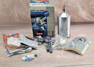 SATA Jet 3000 RP Professional Automotive Paint Spray Gun w/ Cup, Box & Accessori