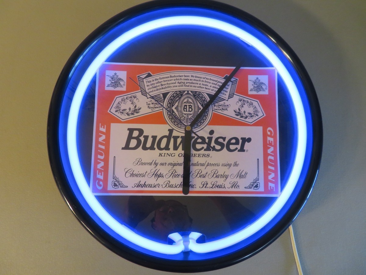 Enhance Budweiser Blue Neon Lighted Clock Glass Tube With