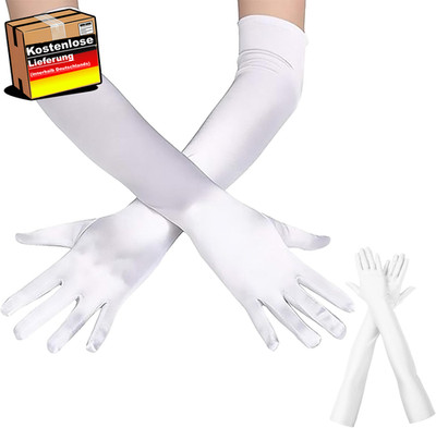 Lange Damenhandschuhe Satin elastisch für Oper Party Kostüm hautfarben