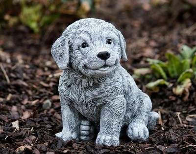 Frostfeste Steinfigur Berner Sennen Hund Gartenfigur Steinguss 16 cm