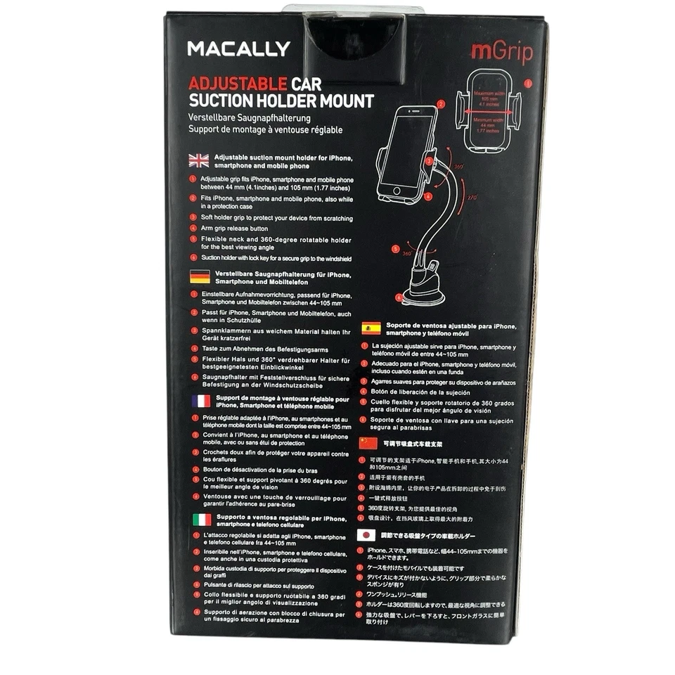 Macally MGRIP Adjustable Car Suction Phone Holder Mount New In Box - Image 3 of 4