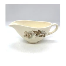 Vintage Mount Clemons Brown Rose Pattern Cream Creamer USA *Some Crazing