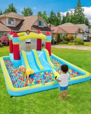 Kids Inflatable Bounce House Water Park Water Slide Climbing Jumping Splash Pool