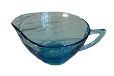 Vintage Blue Glass UV reactant Manganese Glassware Hobnail Bottom Creamer