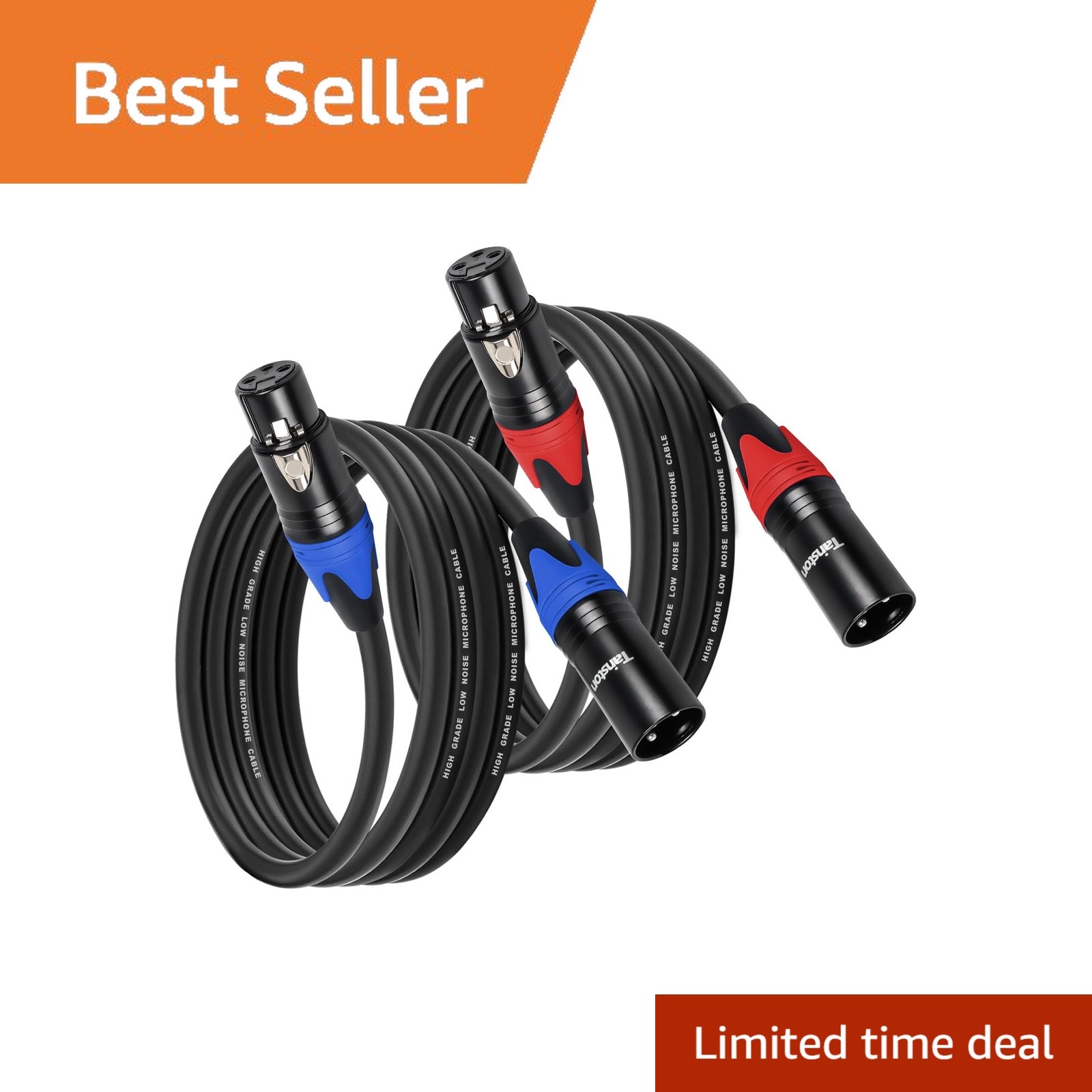 Tainston XLR Microphone Cable 25 FT 2 Pack