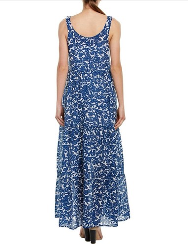 Lucky Brand Womens Dress Size M Blue White Floral Lined Cotton Rayon Long - Picture 2 of 22