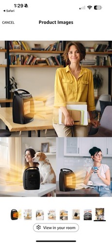 GiveBest Portable Electric Space Heater with Thermostat, 1500W/750W, Silver - Picture 8 of 12