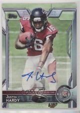 2015 Topps Rookie Variation Justin Hardy (Football in Right Arm) #469 Auto 0h1