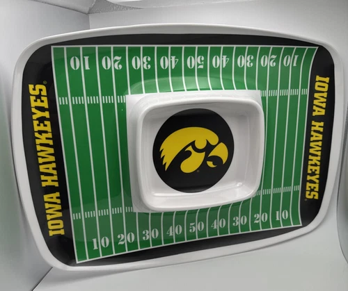 Iowa Hawkeyes Football Field 17"x12" Melamine Chip and Dip Tray Hard Plastic