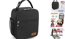 Lunch bag for Men Women Adults Small for Office Work Picnic - Reusable Black