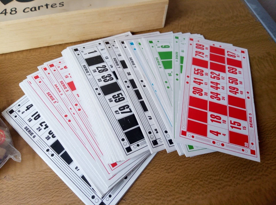 Russian Lotto Bingo Board Game Set Cards Wooden pieces wooden Box лото 48 Cartes - Image 4 of 4