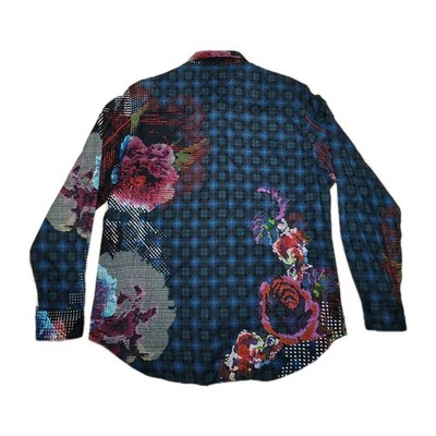 Robert Graham Chemise flamboyante boutonnée à manches longues pour homme, Bleu, Petit
