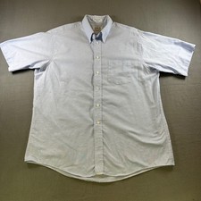 Arrow Mens Wrinkle Free Oxford Shirt Blue Short Sleeve Button Down 17.5 USA Made