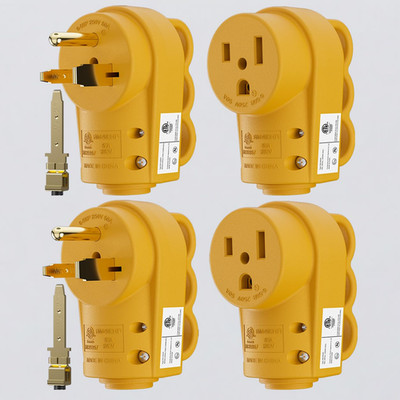 2 Set NEMA 6-50 Plug & Connector Set, 50 Amp 3-Prong 250V Male 6-50P/6-30P Plug