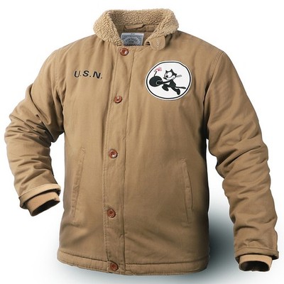 Retro Mens USN Navy N-1 Deck Jacket Outdoor Flight Jacket Winter Fleece Coats
