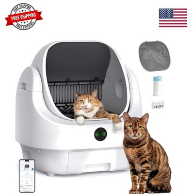 Open-Top Automatic Litter Box, Odor Control, Ready to Use, Self Cleaning Litt...