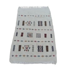 Vintage Algerian Berber Sahara Wool Rug Handm...