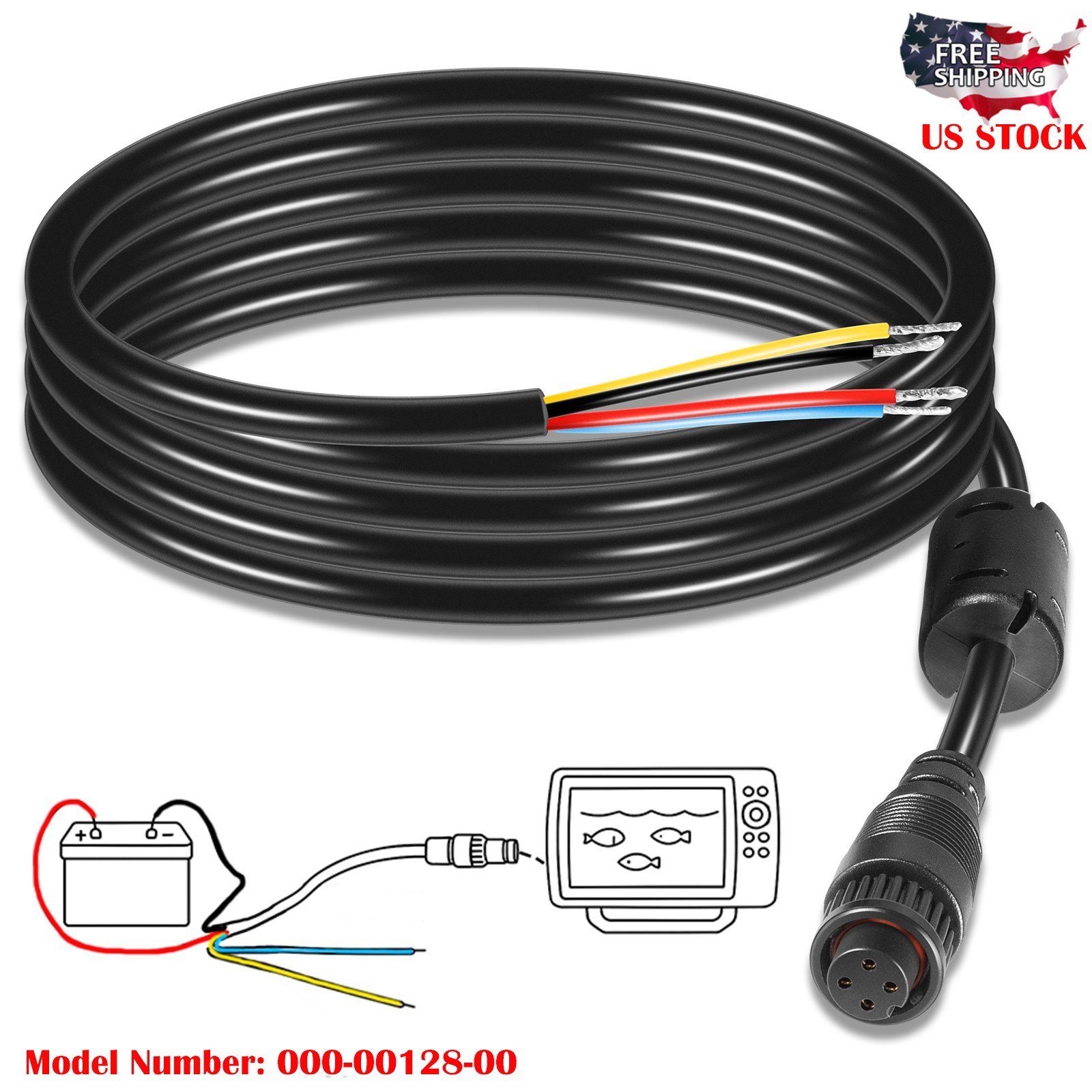For Simrad Navico B&G 4-Pin Power Cable NSS EVO1, 2, 3, NSE LSS1 BSM GO & MORE