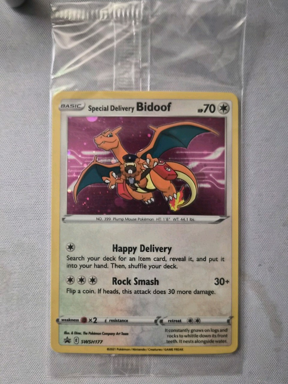 SEALED Pokémon Special Delivery Bidoof Promo Card SWSH177