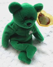 TY Original BEANIE Baby Erin the BEAR Shamrock Ireland Retired 1997 St Pat's Day