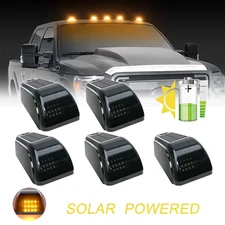 5Pk Solar Powered Cab Light LED Wireless Cab Roof Lights Amber For Pickup Truck