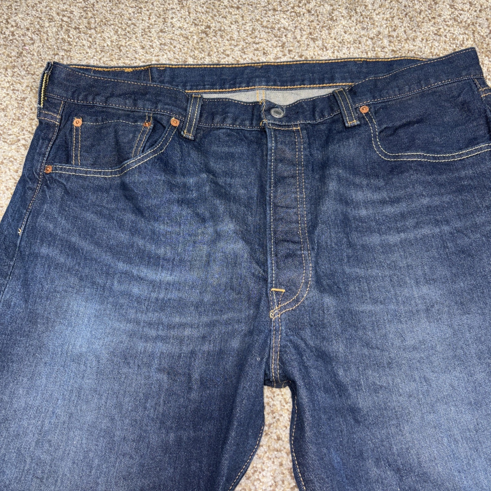 Levi's 501 Jeans Straight Leg Button Fly Denim Blue Mens Size 40x34 Fits 39 X 33 - View 2