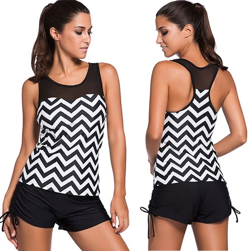 Women Sporty Tankini Set with Boy Shorts Swimwear Swimsuit Bathing Suit Bikini~ - Picture 12 of 20
