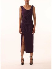 JASON WU Womens Purple Low Draped Back Slit Front Sleeveless Midi Dress 10