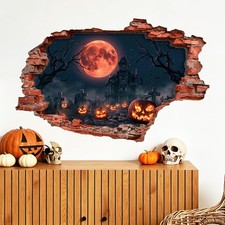 3D Halloween Pumpkin Wall Decals, Spooky Pumpkin Wall Art Decor Stickers for ...
