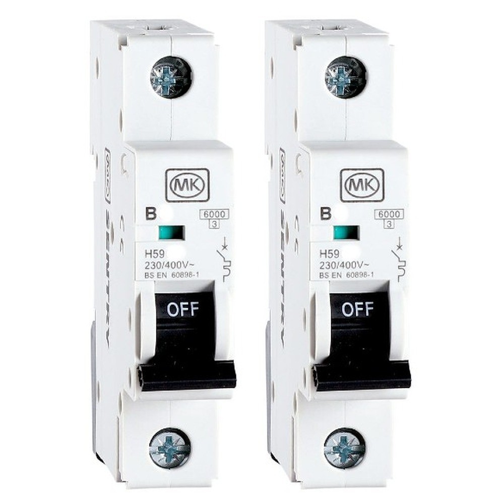 2 x MK Circpro H5920S Sentry Miniature Circuit Breakers SP Type B 6kA - 20A