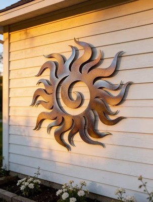 Spiral Sun Metal Sign, Purifying The Mind Outside Decor, Torch Colored Metal
