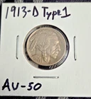 1913-D Type 1 AU-Fifty, KEY DATE COIN!!
