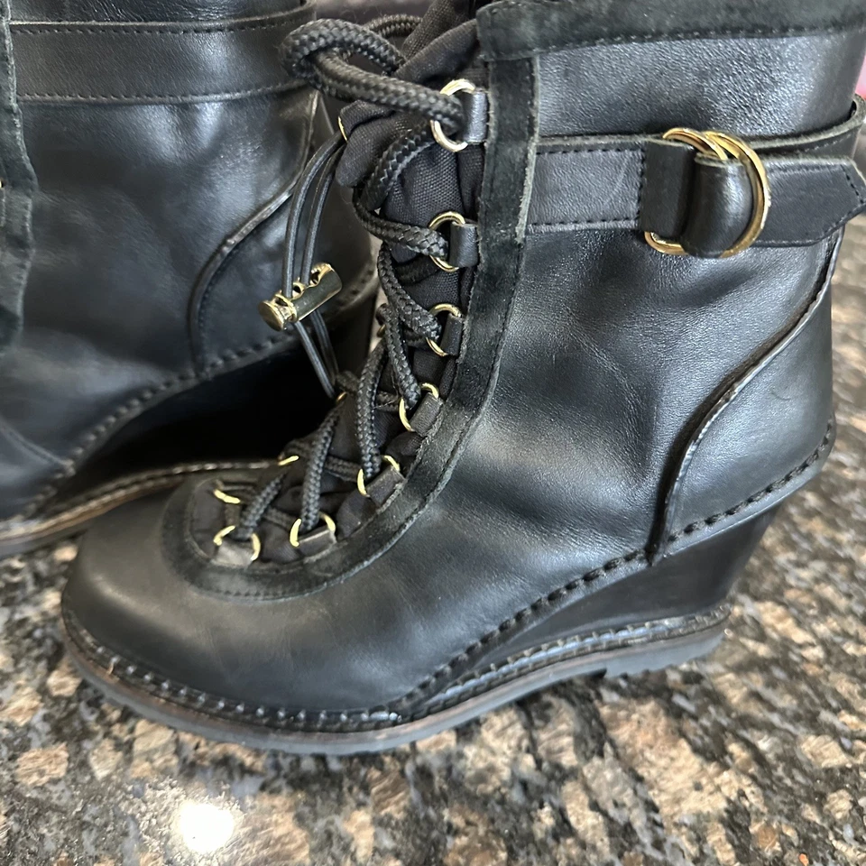 Боевые ботинки Diane von Furstenberg Vacchetta на танкетке каблуке на шнуровке размер 6 - Изображение 4 из 4