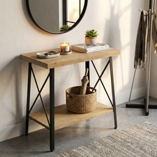 Consolle Ingresso Design Industriale 63x40x68h cm Antracite/Legno DecHome