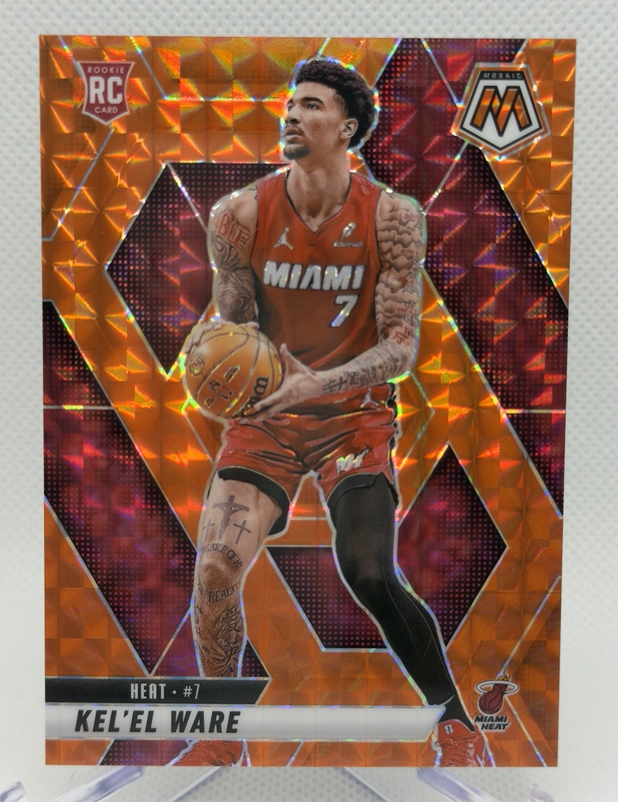 2024-25 Panini Mosaic #232 Kel’El Ware Miami Heat RC Orange Prizm /249