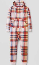 Cat  Jack Plaid Hooded Fleece One Piece Pajamas Girls - Size 10-12