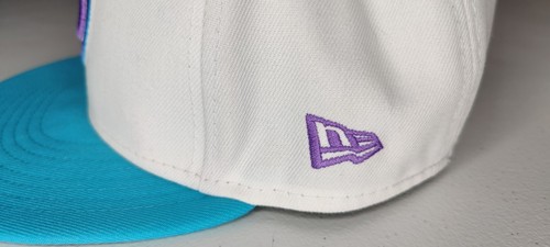Chicago Cubs New Era 59FIFTY Aqua Purple Blue Teal Hat Cap 7 5/8 Cooperstown - Picture 13 of 14