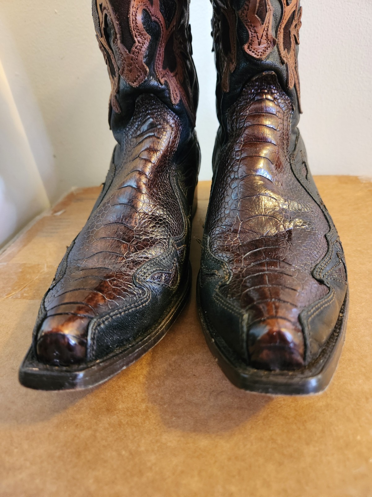 CUADRA TWO TONE BROWN PYTHON COWBOY BOOTS,  Size 9 - image 2