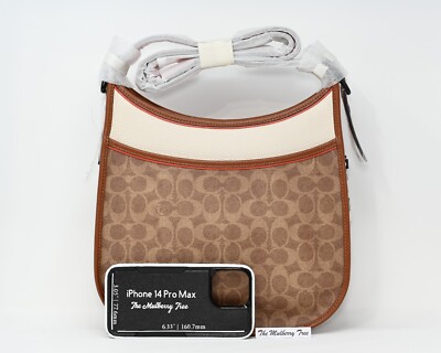 COACH EMERY Crossbody Colorblock Tan Signature Canvas Chalk