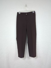Vintage Women's Petite Dark Brown Dress Pants Trousers Pleated Tapered Leg 8