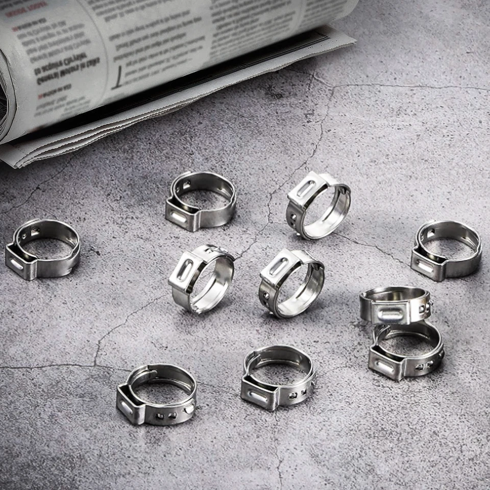 EFIELD 50-500 Pack PEX Clamps Rings 304 Stainless Steel Single Ear Hose Clamps - Image 3 of 4