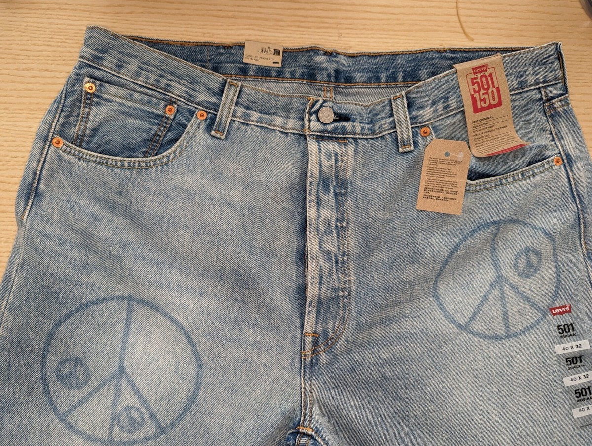 New Levi's 501 150th Anniversary Peace Sign Jeans Men's 40/32 Rare