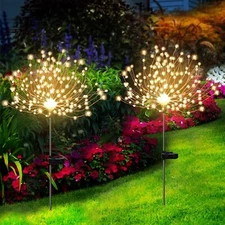 150LED Solar Fairy Lights Outdoor Firework Starburst Lamp Yard Garden Decor Warm
