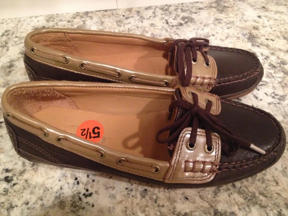 Sebago Bala Moccasins Loafers Boatshoes Leather Flat Dark Brown 5.5 M New - Image 3 of 4