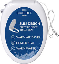 BB550 Electric Bidet Toilet Seat, Warm Water, Air Dryer, Slim Heated, Night Ligh
