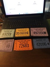 NY STATE VINTAGE BIG GAME BACK TAGS(6) ; 1960/ 1961/1966; Colorful; Great Shape