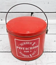 Vintage Number 1 Pistachios for a Number 1 Guy Red Tin with Handle