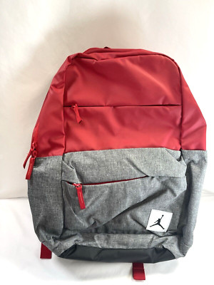 NWT Jordan Backpack Red Gray Mini Jumpman School Casual Zipper Pockets Back Pack